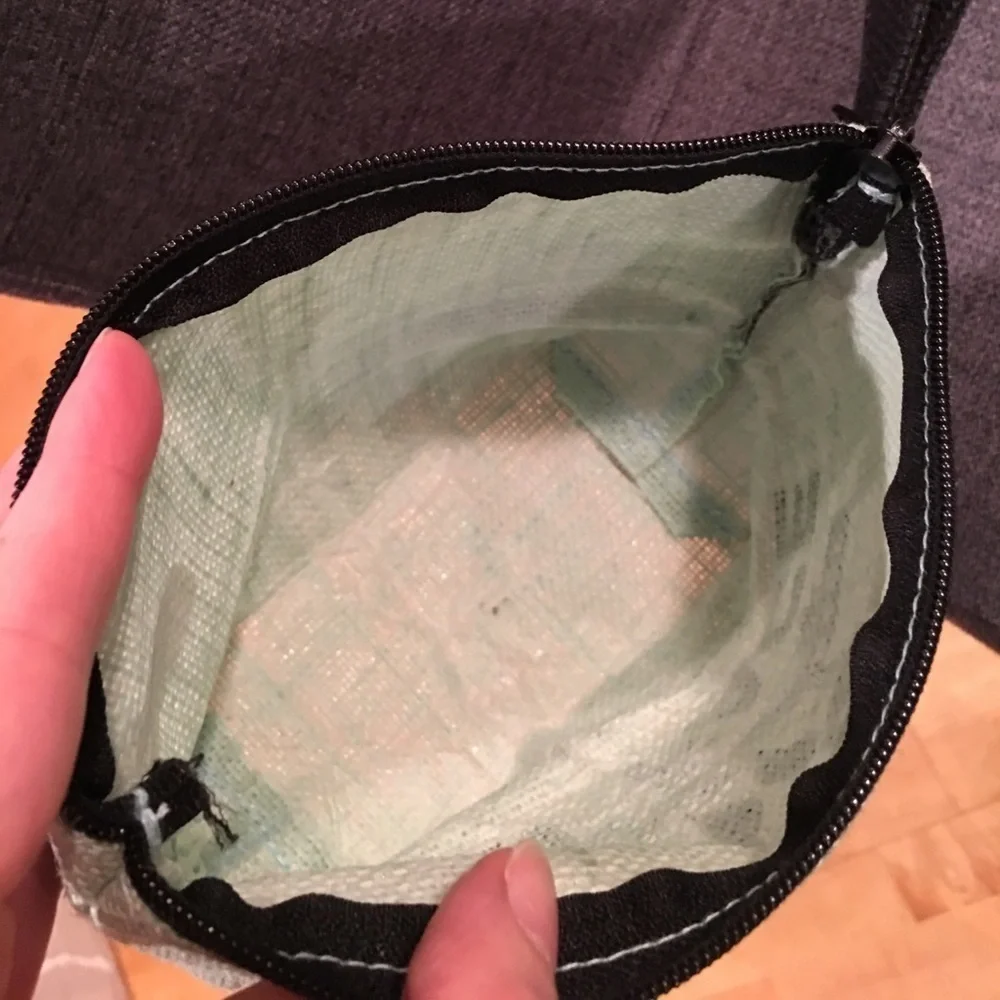 FAT FACE Zip Make-Up Bag, Pale Aqua Green, Black